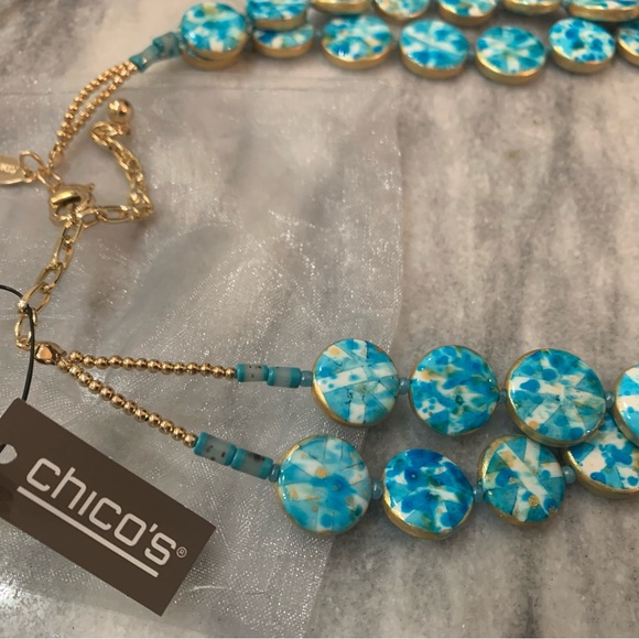 Mosaic Tiles Multistrand Necklace by Chicos in Waterloo Blue. NWT - Picture 6 of 8